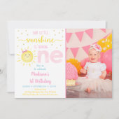Invitation Little Sunshine Pastel Pink Gold Premier anniversa (Devant)