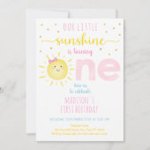 Invitation Little Sunshine Pink Gold Premier anniversaire (Devant)