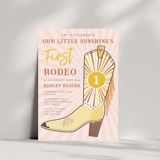 Invitation Little Sunshine Premier Rodéo Boot Anniversaire