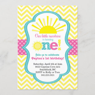Invitation Little Sunshine Première fête d'anniversaire Invit