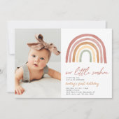 Invitation Little Sunshine Rainbow Photo Anniversaire Invitat (Devant)