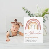 Invitation Little Sunshine Rainbow Photo Anniversaire Invitat (Debout devant)