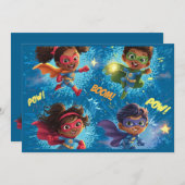 Invitation Little Superheroes Party (Devant / Derrière)