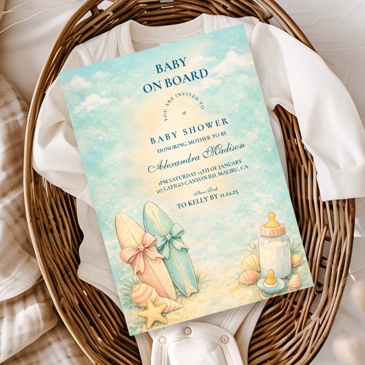 Invitation Little Surfer Baby Shower