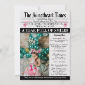 Invitation Little Sweetheart Bow First 1st Birthday photo (Devant)