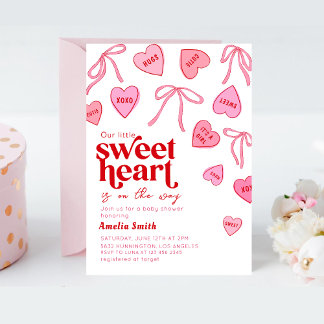 Invitation Little Sweetheart Candy Hearts Baby shower