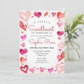 Invitation Little Sweetheart Février fête d'anniversaire pour (Debout devant)