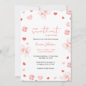 Invitation Little Sweetheart Pink Bow And Candy Baby Shower (Devant)