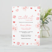 Invitation Little Sweetheart Pink Bow And Candy Baby Shower (Debout devant)
