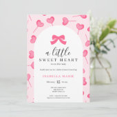 Invitation Little Sweetheart Pink Bow Baby Shower (Debout devant)