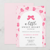 Invitation Little Sweetheart Pink Bow Baby Shower (Devant / Derrière)