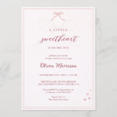 Invitation Little Sweetheart Pink Bow Photo Baby Shower (Devant)