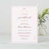 Invitation Little Sweetheart Pink Bow Photo Baby Shower (Debout devant)