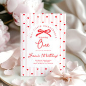 Invitation Little Sweetheart Pink Red Bow First Birthday