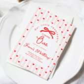 Invitation Little Sweetheart Pink Red Bow First Birthday
