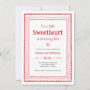 Invitation Little Sweetheart Valentine2e fête d'anniversaire