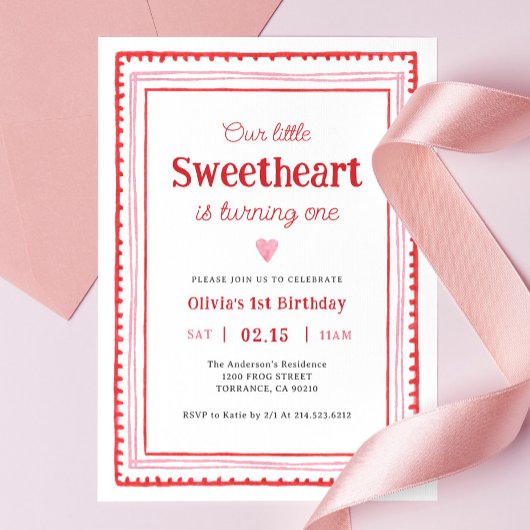 Invitation Little Sweetheart Valentine 1er anniversaire