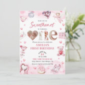 Invitation Little Sweetheart Valentine 1er anniversaire (Debout devant)