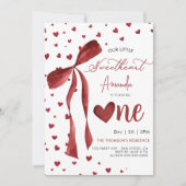 Invitation Little Sweetheart Valentine 1st birthday (Devant)