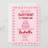 Invitation Little Sweetheart Valentine 1st Birthday Cake  (Devant)