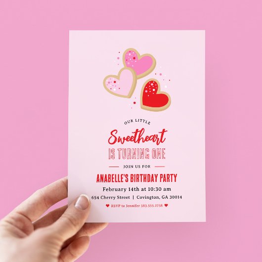 Invitation Little Sweetheart Valentine 1st Birthday Party
