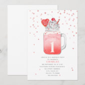 Invitation Little Sweetheart Valentine Premier anniversaire (Devant / Derrière)