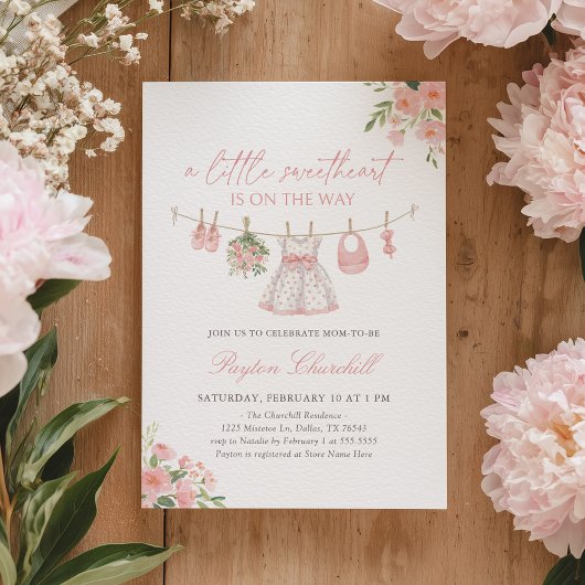 Invitation Little Sweetheart Valentines Baby Shower