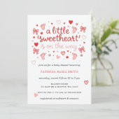 Invitation Little Sweetheart Valentines Bow Baby Shower (Debout devant)
