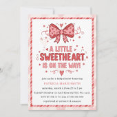 Invitation Little Sweetheart Valentines Bow Baby Shower (Devant)