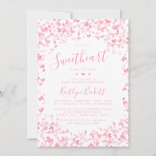 Invitation Little Sweetheart Valentine's Day Baby Shower (Devant)
