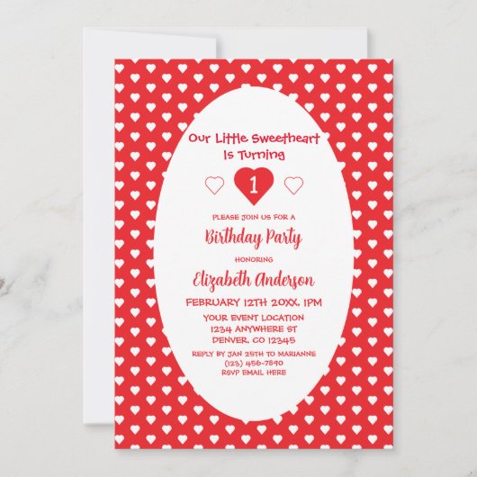 Invitation Little Sweethee 1er anniversaire (Devant)