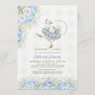 Invitation Little Sweetie Goose Blue Floral Baby Shower