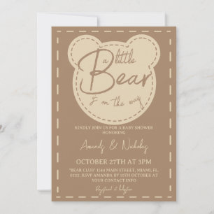 Invitation Little Teddy Bear Baby shower moderne neutre