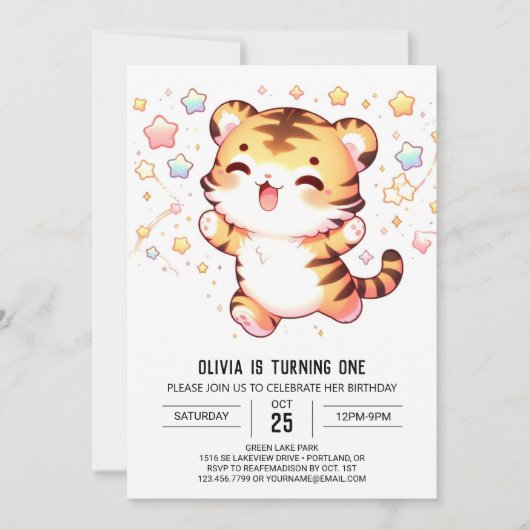 Invitation Little Tiger 1er anniversaire (Devant)