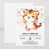 Invitation Little Tiger 1er anniversaire (Devant / Derrière)