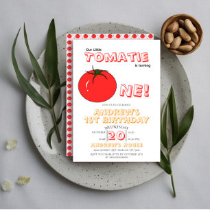 Invitation Little Tomatie Fait Son Premier Anniversaire Cute 
