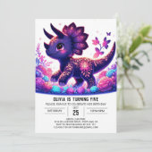 Invitation Little Triceratops Dinosaur Anniversaire numérique (Debout devant)