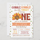 Invitation Little Turkey Fall Thanksgiving 1er anniversaire (Devant)