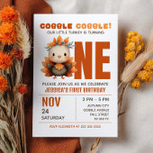 Invitation Little Turkey Gobble Thanksgiving 1st Birthday