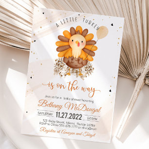 Invitation Little Turkey Thanksgiving Baby shower Party