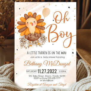 Invitation Little Turkey Thanksgiving Baby shower Personnalis