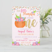 Invitation Little Unicorn Citrouille Automne Anniversaire Inv (Debout devant)