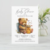 Invitation Little Watercolor Teddy Bear Baby shower (Debout devant)