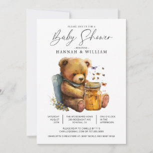 Invitation Little Watercolor Teddy Bear Baby shower