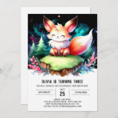 Invitation Little Whimsy Fox Anniversaire numérique (Devant / Derrière)
