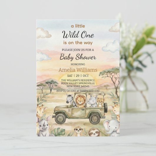 Invitation Little Wild One On the Way Baby Shower (Debout devant)