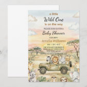 Invitation Little Wild One On the Way Baby Shower (Devant / Derrière)