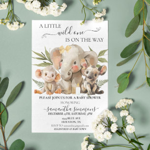 Invitation Little Wild One On the Way Jungle Safari Animaux