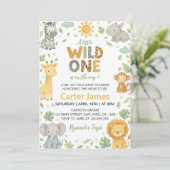Invitation Little Wild One Safari Baby Shower (Debout devant)