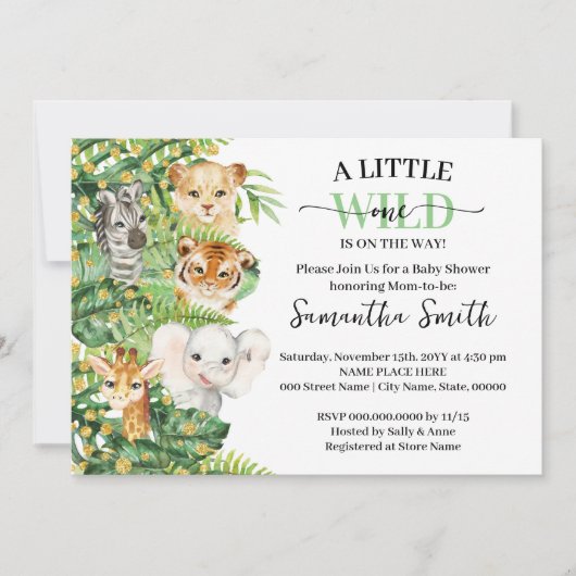 Invitation Little Wild One sur le chemin Animal Safari douche (Devant)